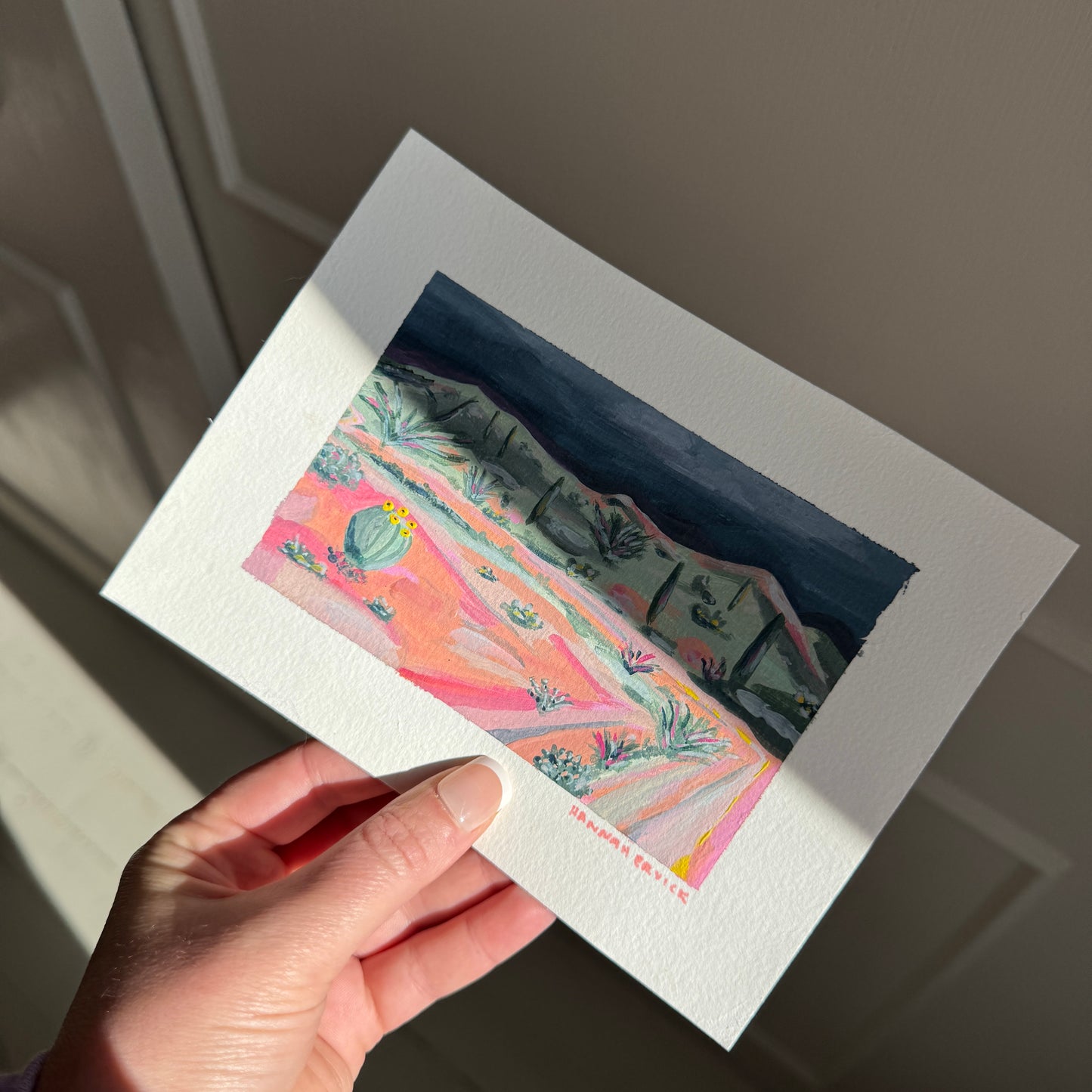 Original Tiny Landscape Painting - "Tohono Chul" - Acrylic on Paper