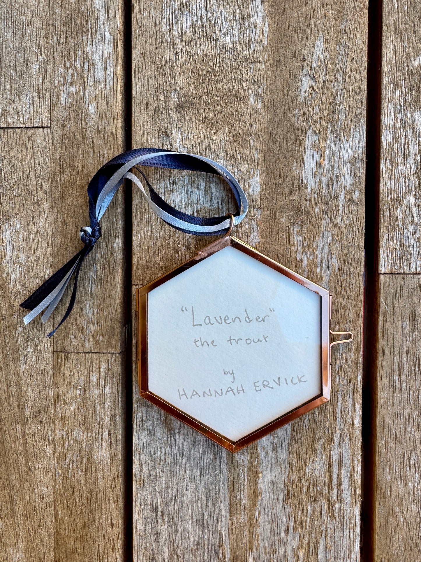 "Lavender" Hand Painted Trout Ornament - Hexagon Glass Striped Fish Christmas Ornament