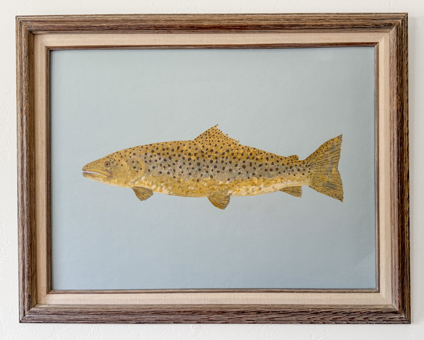 Original Painting - Barnaby the Brown Trout - Acrylic on Canvas in Antique frame