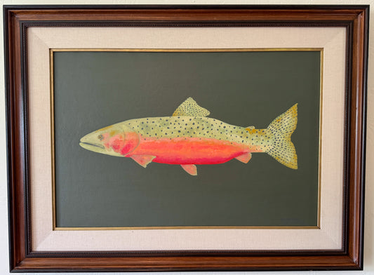 Original Painting - Carlos the Cutthroat Trout - Acrylic on Canvas in antique frame