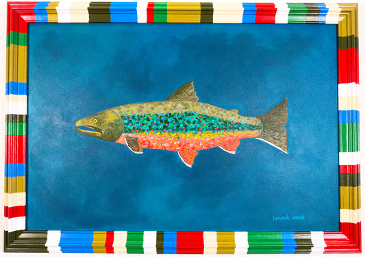 Original Painting - Dolly Varden Trout - An Ode to Alaska - Acrylic on Canvas in Hand-Painted Frame