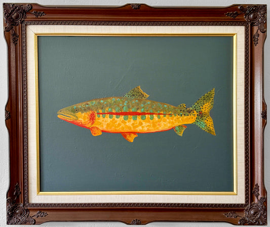 Original Painting - Gary the Golden Trout - Acrylic on Canvas in Antique frame