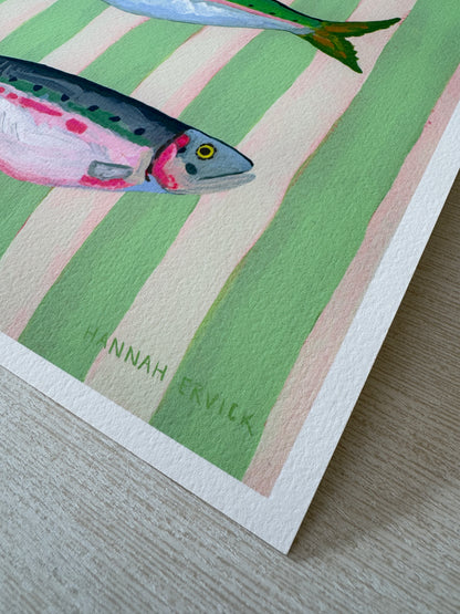 "Mint Striped Sardines"  - Fine Art Print - Stories from the Shore Collection