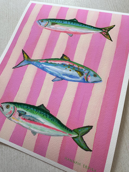"Pink Striped Mackerels"  - Fine Art Print - Stories from the Shore Collection