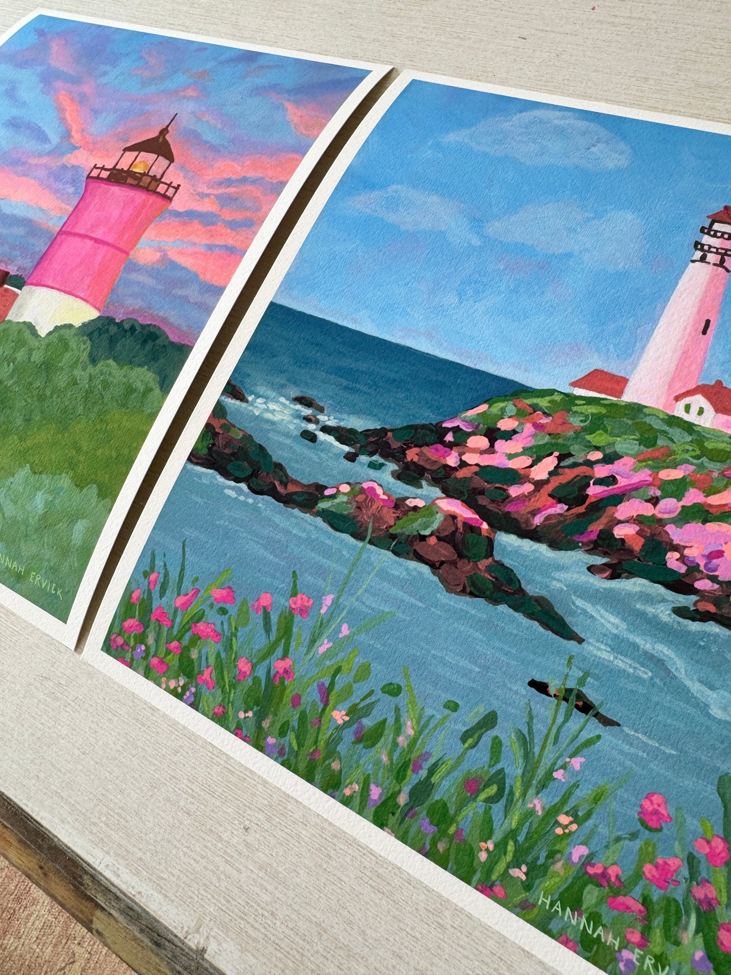 2 Print Lighthouse Set "Beacon Among the Trees" and "Still Waters Steady Light"