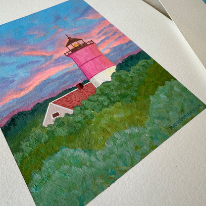 2 ORIGINAL PAINTINGS Set - Two Lighthouse Paintings - "Beacon Among the Trees" and "Still Waters Steady Light"