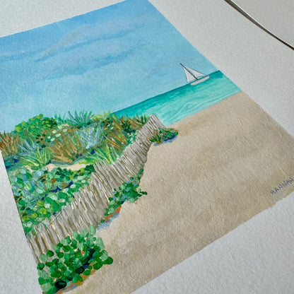 2 ORIGINAL PAINTINGS Set - Two Beach Paintings - "Calm Blue Dunes" and "Pink Glow Dunes"