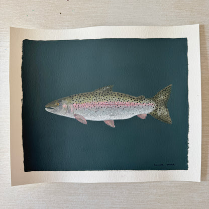 Original Painting - Steve the Steelhead Trout - Acrylic on Paper
