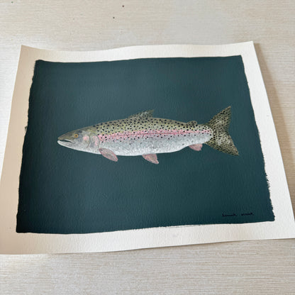 Original Painting - Steve the Steelhead Trout - Acrylic on Paper