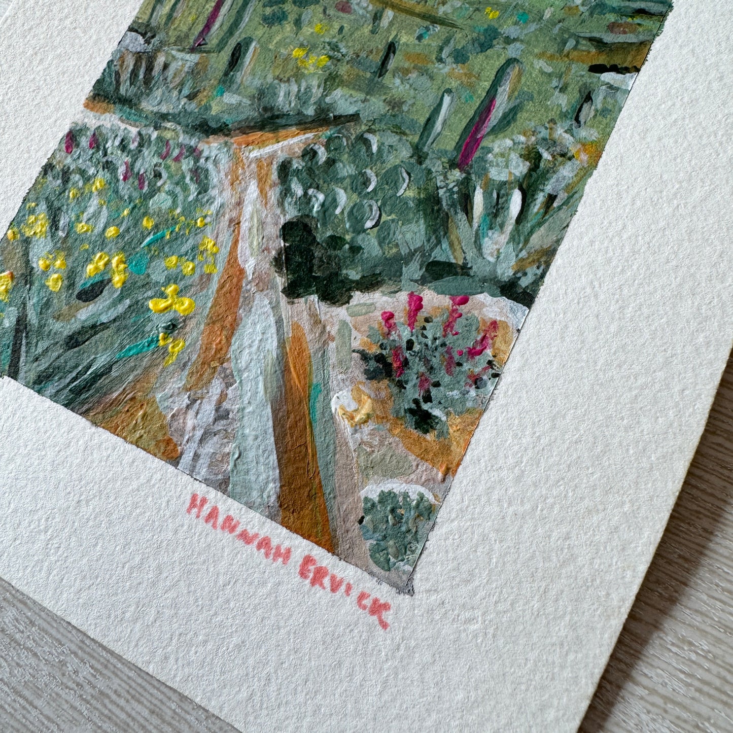 Original Tiny Landscape Painting - "Arizona Saguaros" - Acrylic on Paper