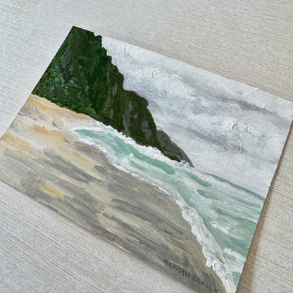 Original Tiny Landscape Painting "Kauai Cliffs" - Acrylic on Paper