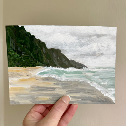 Original Tiny Landscape Painting "Kauai Cliffs" - Acrylic on Paper
