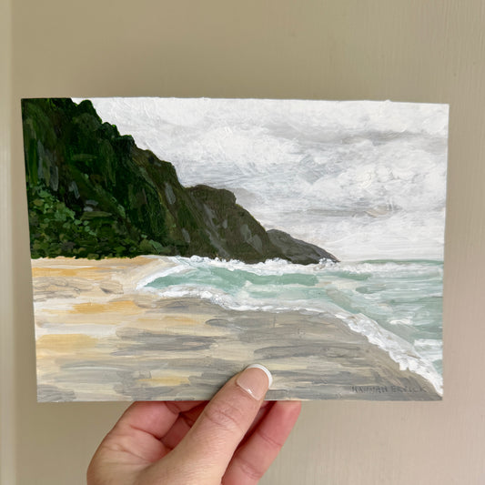 Original Tiny Landscape Painting "Kauai Cliffs" - Acrylic on Paper