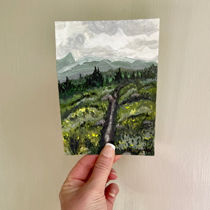 Original Tiny Landscape Painting "Vail Trails" - Acrylic on Paper