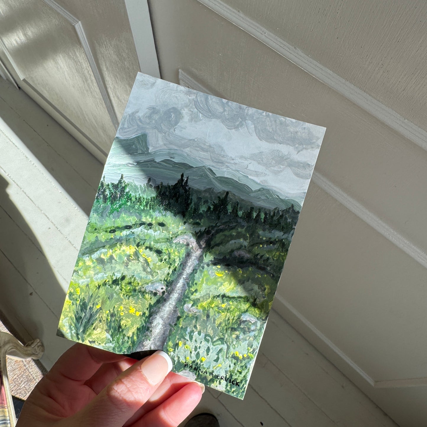 Original Tiny Landscape Painting "Vail Trails" - Acrylic on Paper