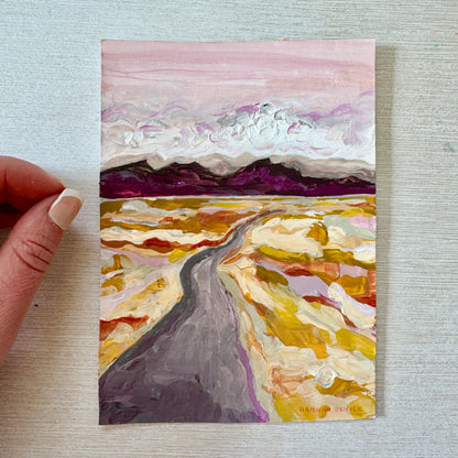 Original Tiny Landscape Painting "Front Range Pink" - Acrylic on Paper
