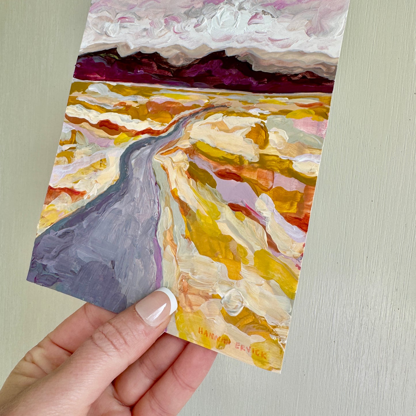 Original Tiny Landscape Painting "Front Range Pink" - Acrylic on Paper