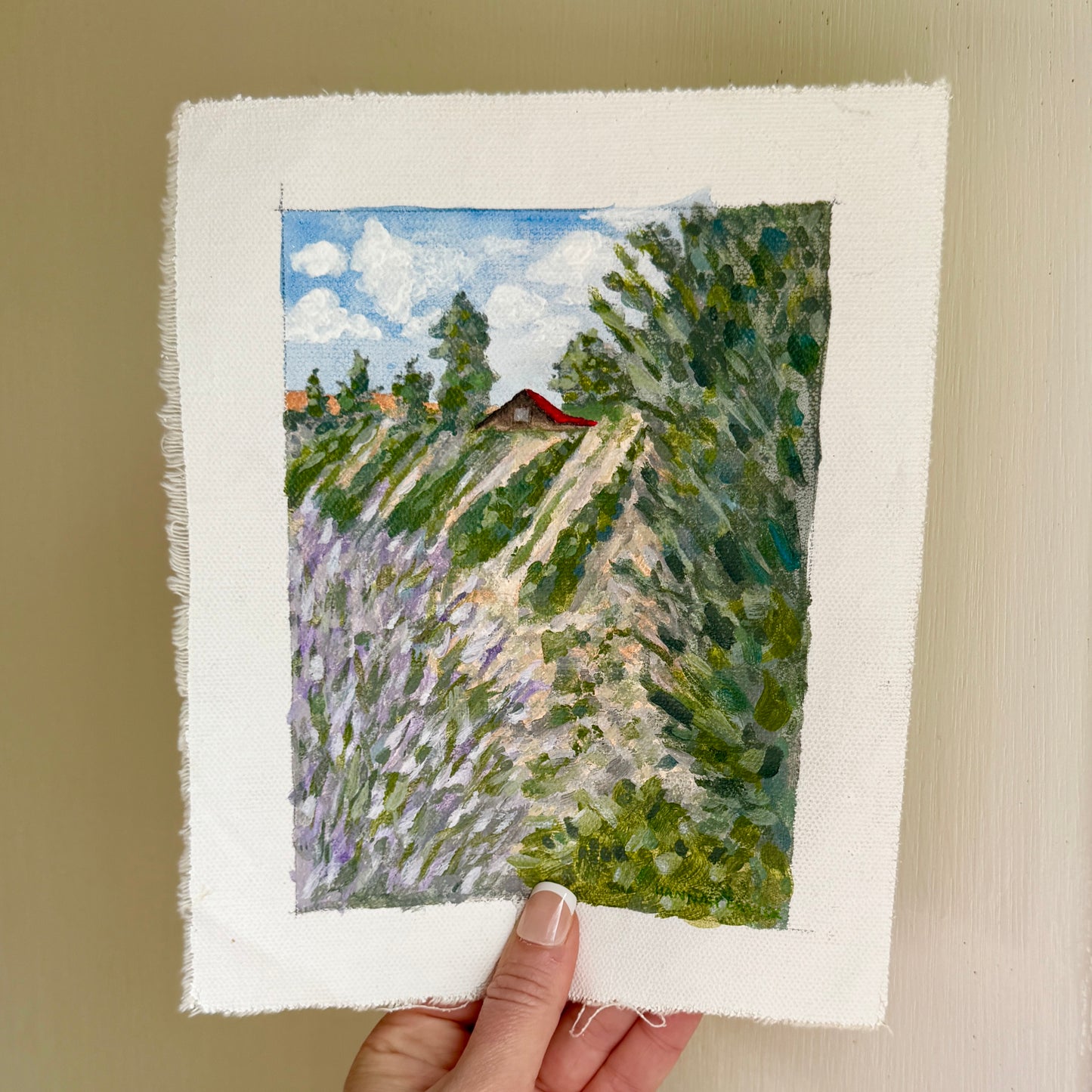 Original Tiny Landscape Painting "Palisade Lavender" - Acrylic on Canvas