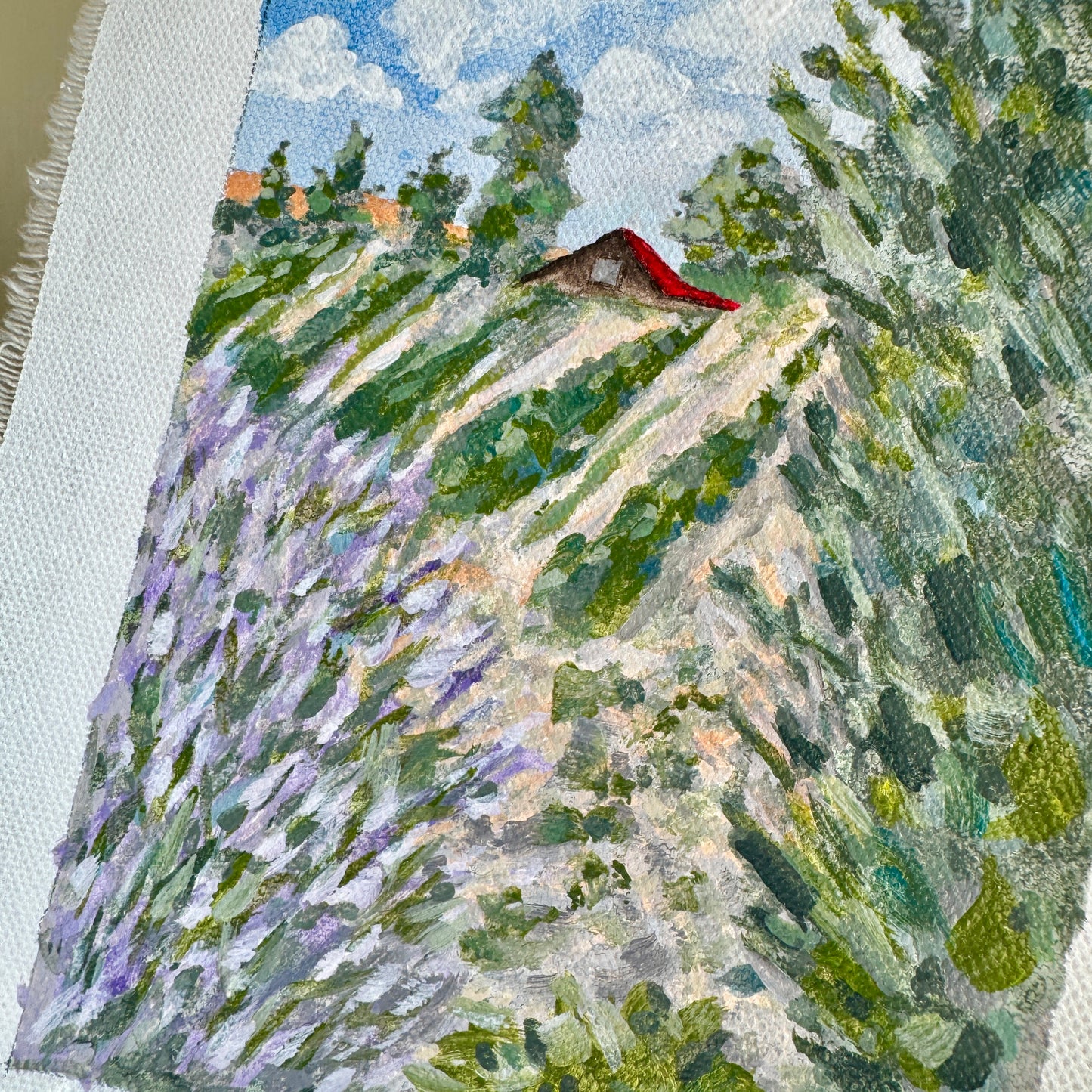 Original Tiny Landscape Painting "Palisade Lavender" - Acrylic on Canvas