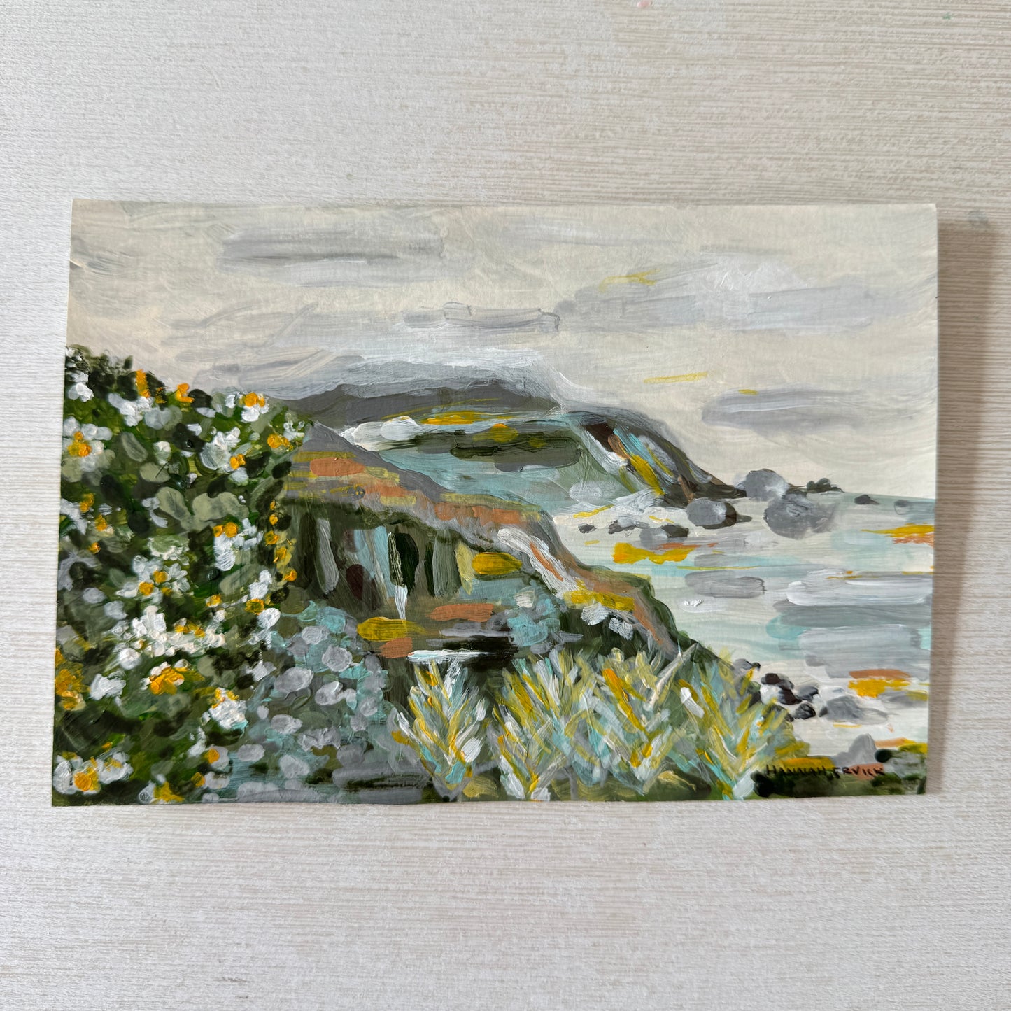 Original Tiny Landscape Painting - "Big Sur" - Acrylic on Paper