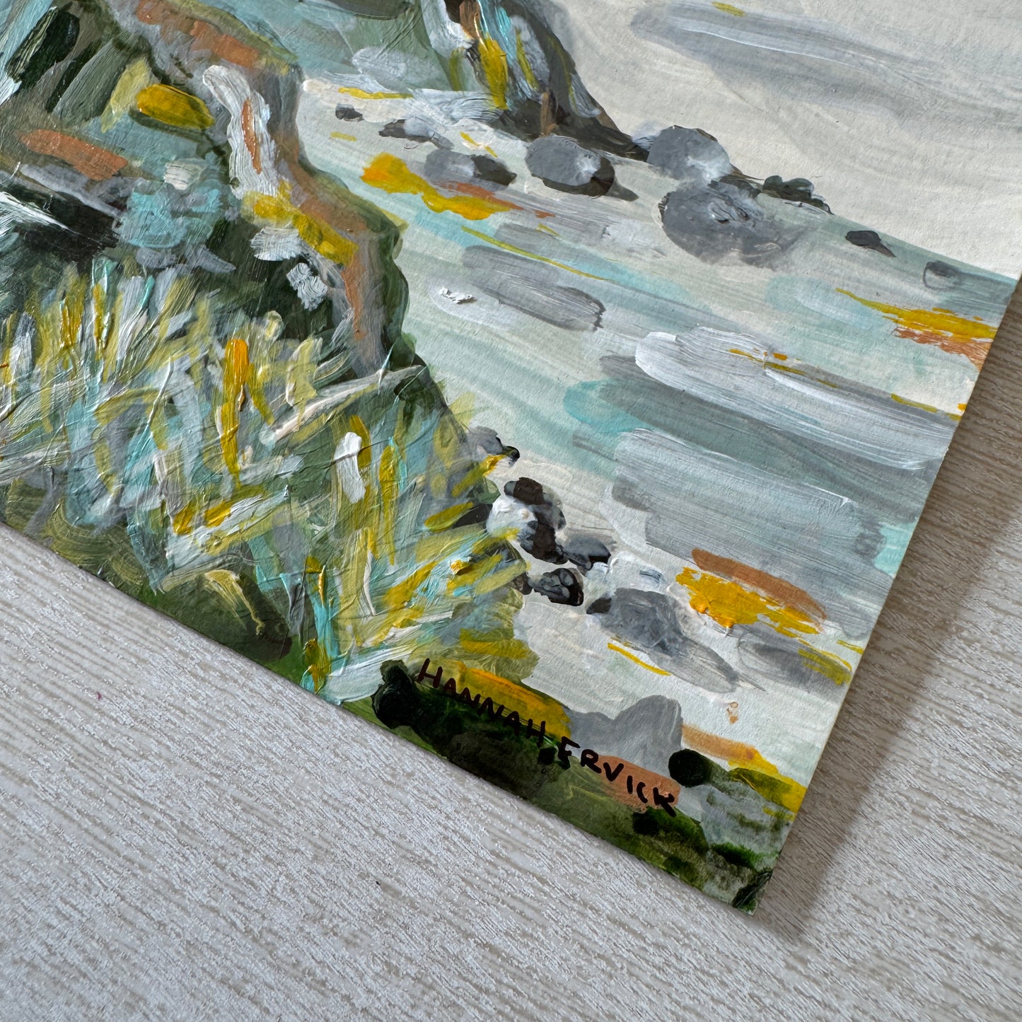 Original Tiny Landscape Painting - "Big Sur" - Acrylic on Paper