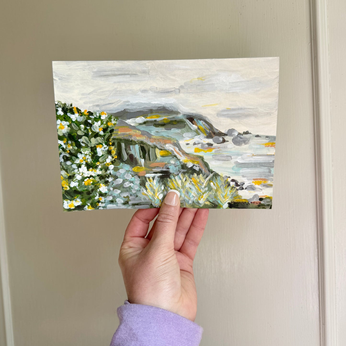 Original Tiny Landscape Painting - "Big Sur" - Acrylic on Paper