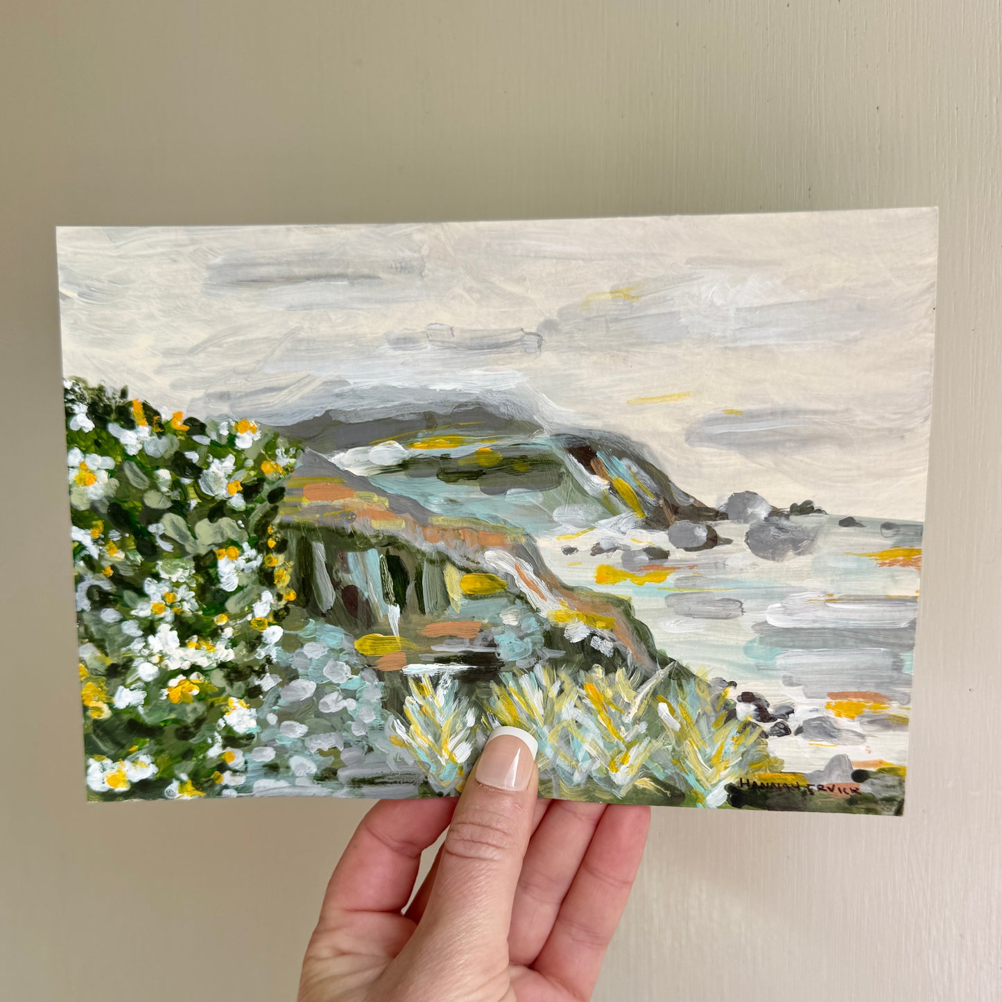 Original Tiny Landscape Painting - "Big Sur" - Acrylic on Paper
