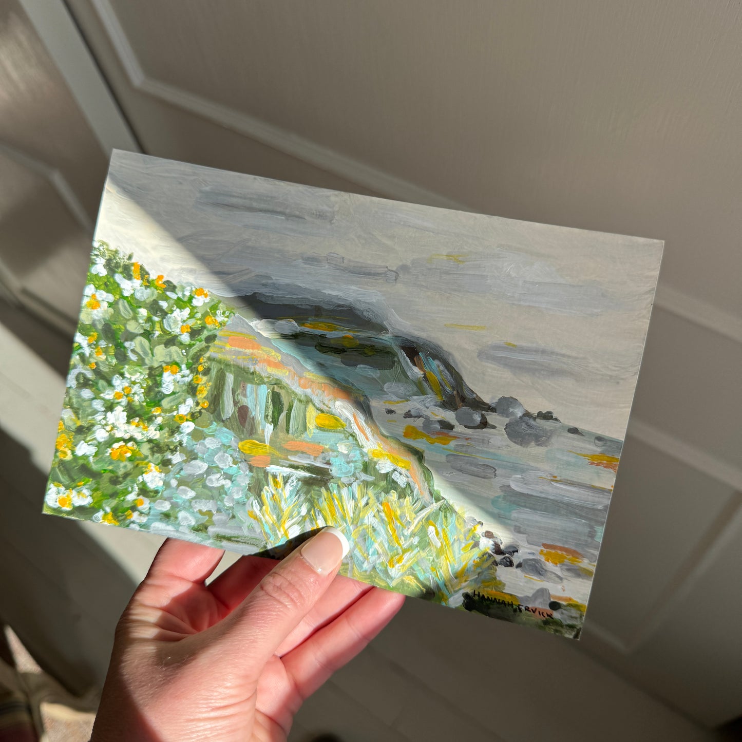 Original Tiny Landscape Painting - "Big Sur" - Acrylic on Paper