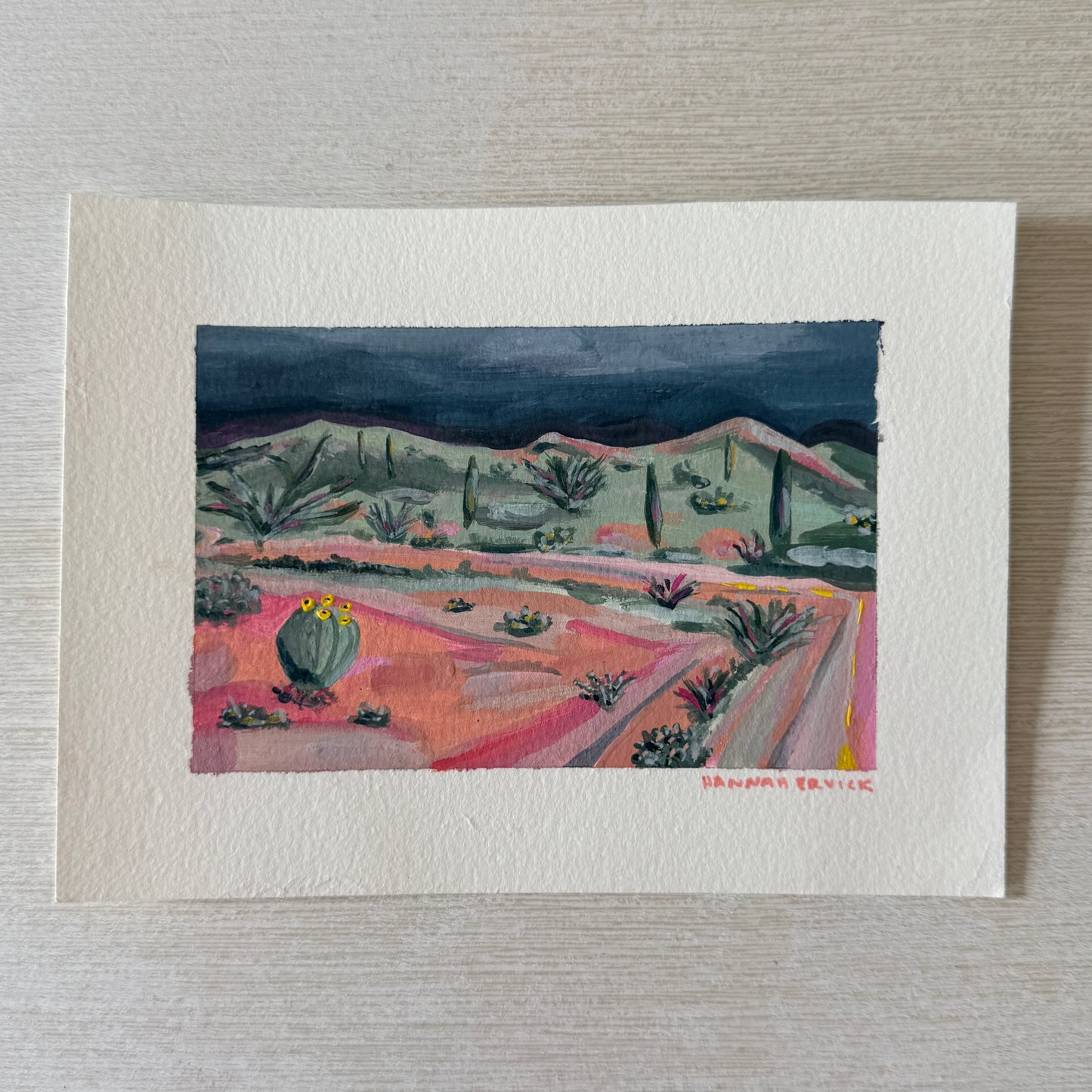 Original Tiny Landscape Painting - "Tohono Chul" - Acrylic on Paper