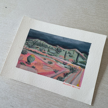 Original Tiny Landscape Painting - "Tohono Chul" - Acrylic on Paper