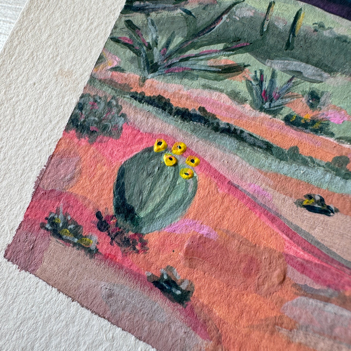 Original Tiny Landscape Painting - "Tohono Chul" - Acrylic on Paper