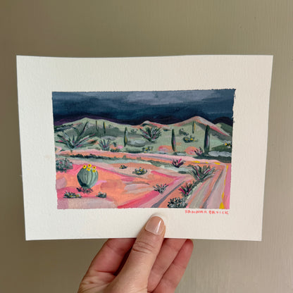 Original Tiny Landscape Painting - "Tohono Chul" - Acrylic on Paper