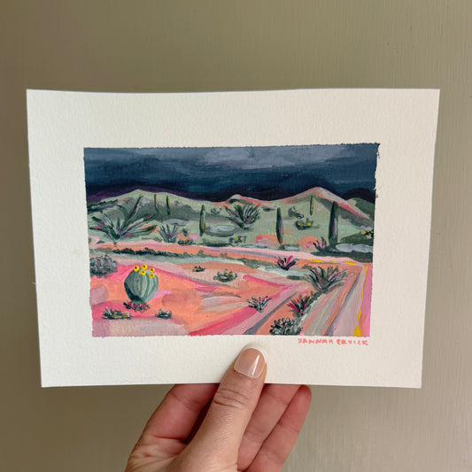 Original Tiny Landscape Painting - "Tohono Chul" - Acrylic on Paper