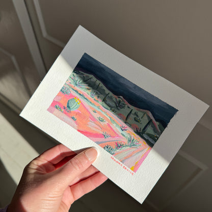 Original Tiny Landscape Painting - "Tohono Chul" - Acrylic on Paper