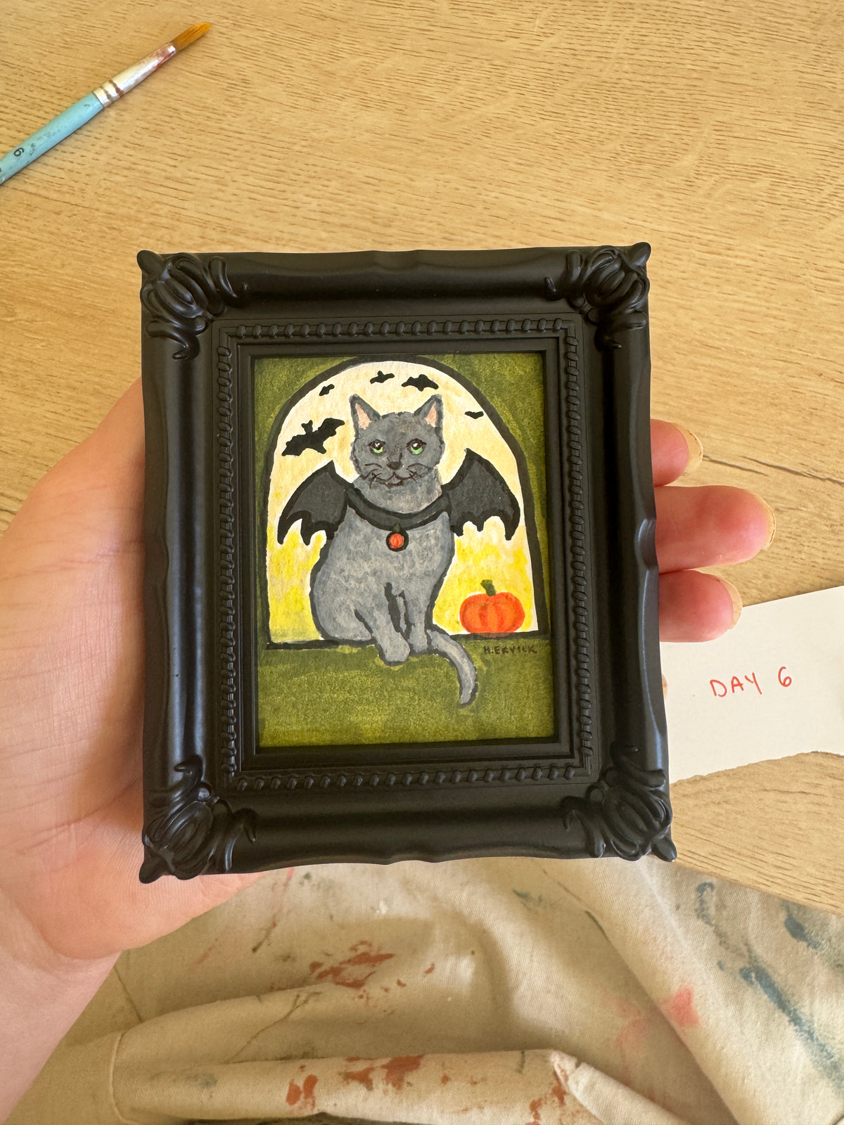Day 6: Tiny Bat Kitty Original Spooky Cutie
