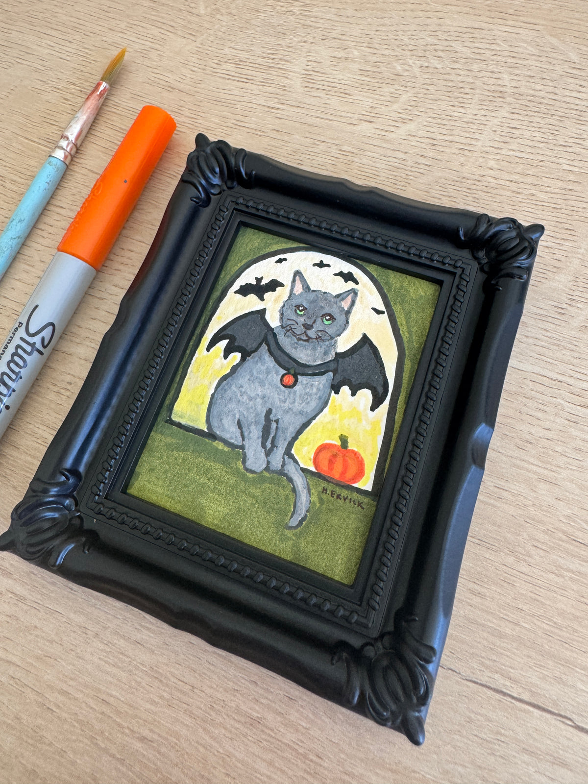 Day 6: Tiny Bat Kitty Original Spooky Cutie