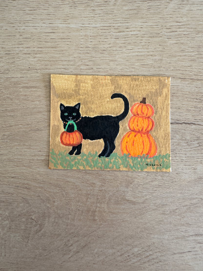 Day 4: Tiny Black Cat Original Spooky Cutie