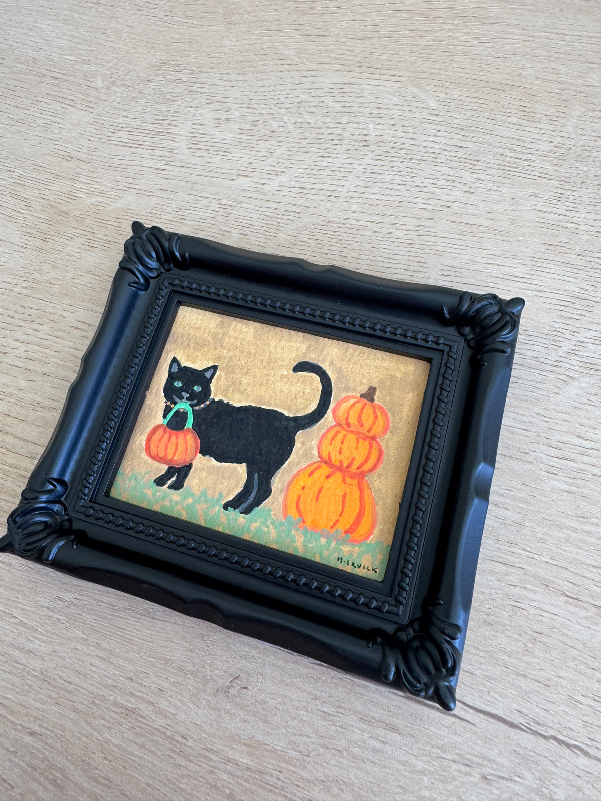 Day 4: Tiny Black Cat Original Spooky Cutie