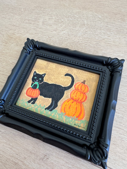 Day 4: Tiny Black Cat Original Spooky Cutie