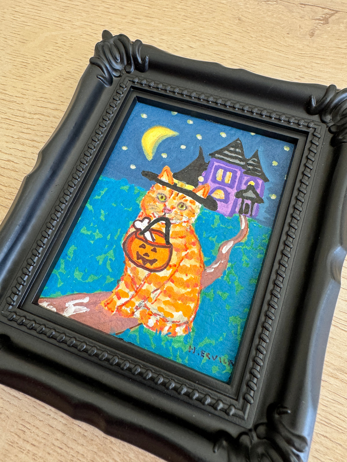 Day 8- Orange kitty goes trick or treating at a haunted house - Spooky Cutie