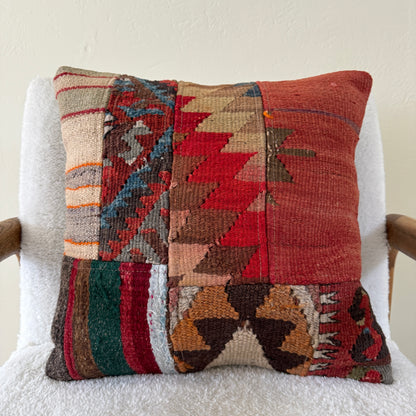 Red Turkish Kilim Pillow 16x16