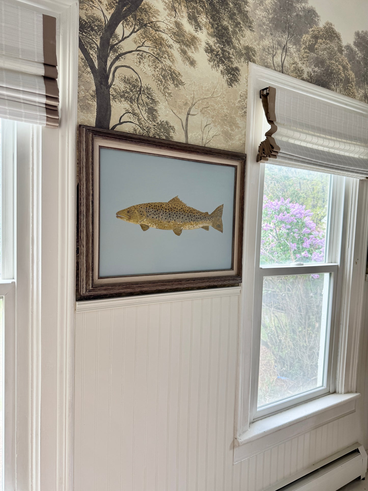 Original Painting - Barnaby the Brown Trout - Acrylic on Canvas in Antique frame