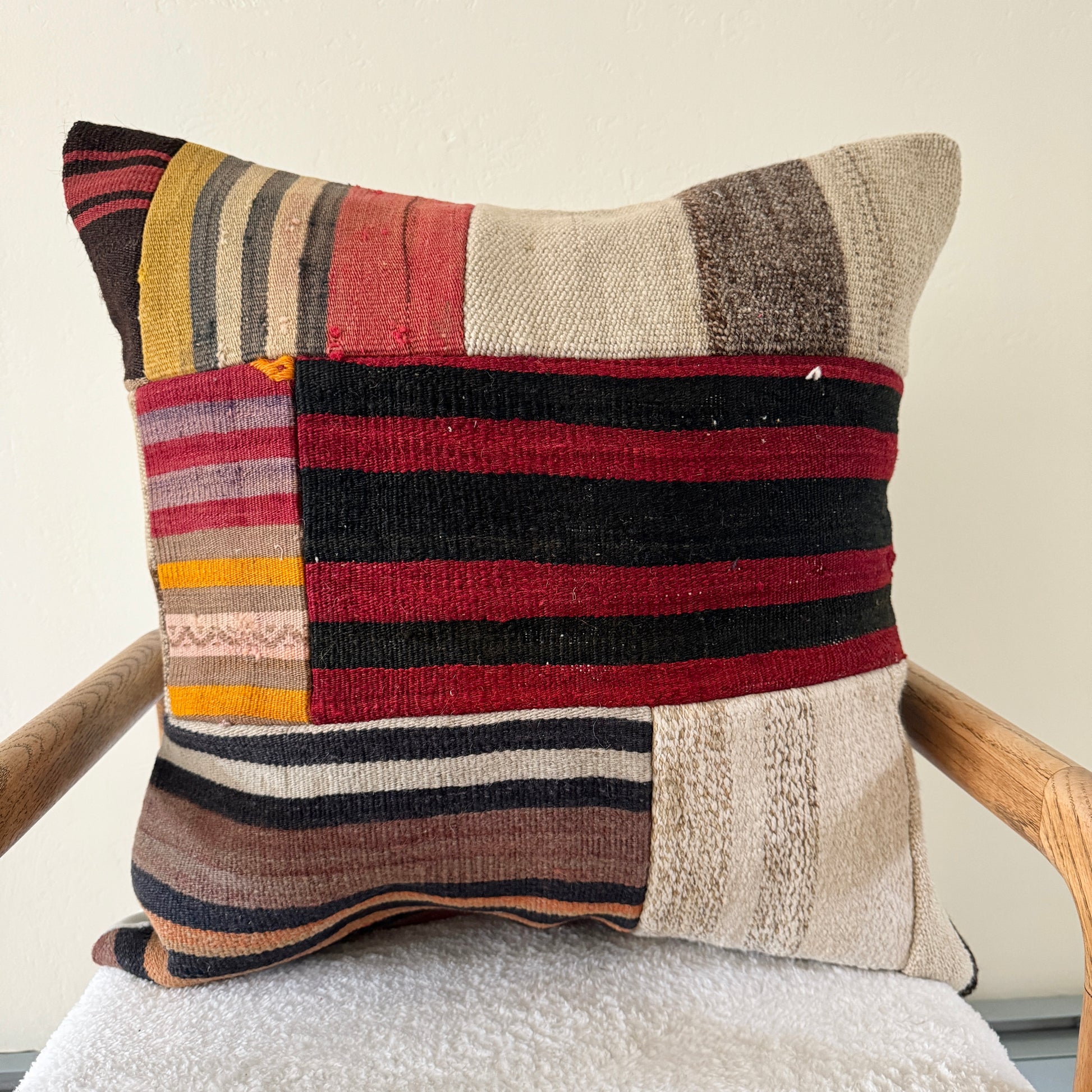 Turkish Kilim Vintage Rug XL Throw Pillow