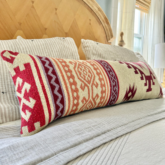 tribal turkish kilim lumbar pillow 12x36