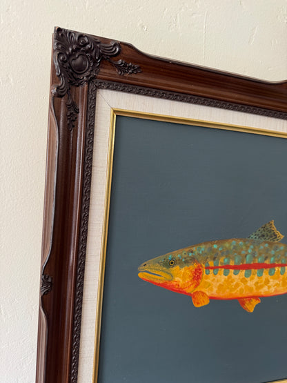 Original Painting - Gary the Golden Trout - Acrylic on Canvas in Antique frame