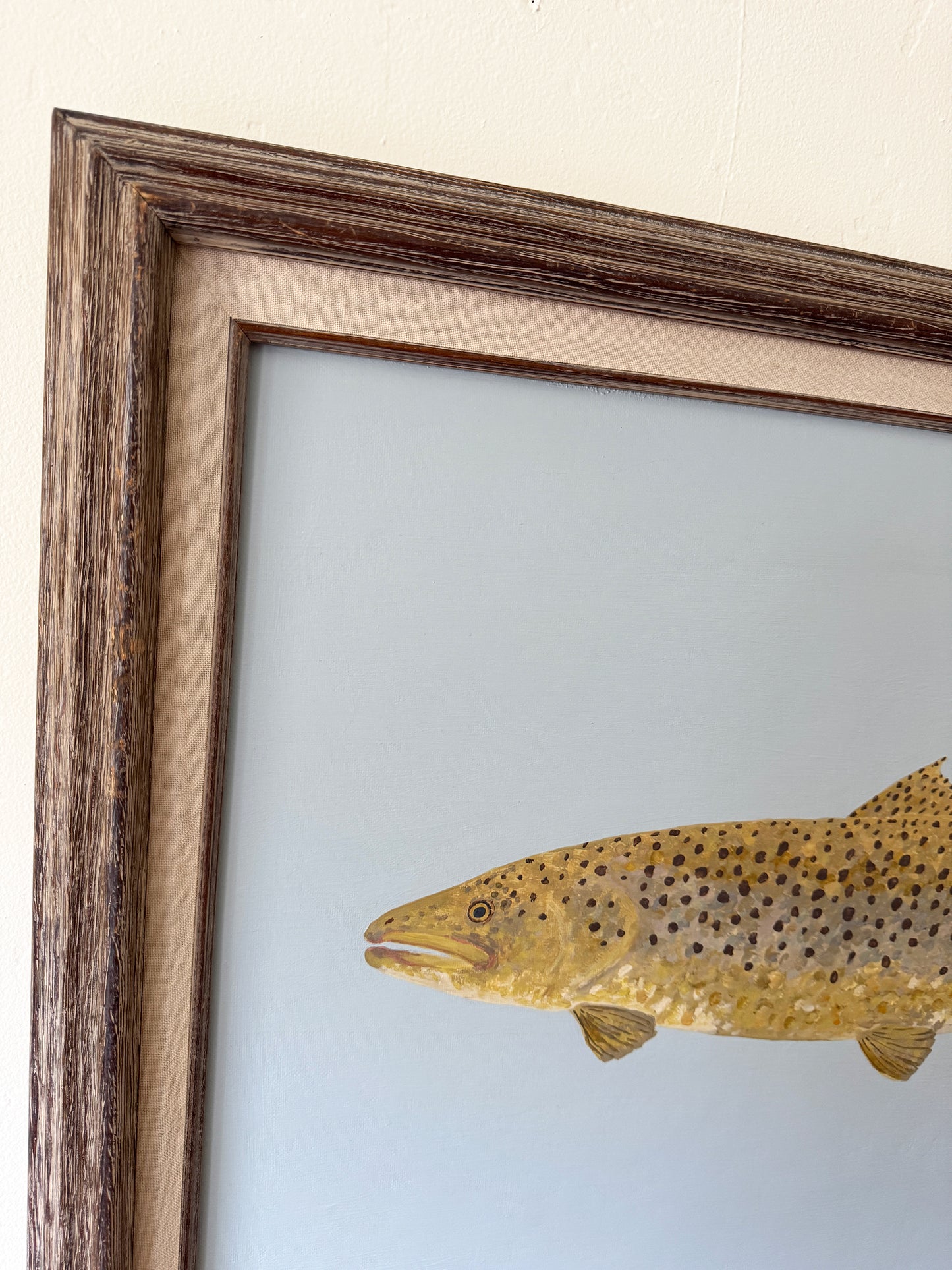 Original Painting - Barnaby the Brown Trout - Acrylic on Canvas in Antique frame