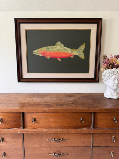 Original Painting - Carlos the Cutthroat Trout - Acrylic on Canvas in antique frame