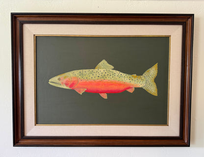 Original Painting - Carlos the Cutthroat Trout - Acrylic on Canvas in antique frame