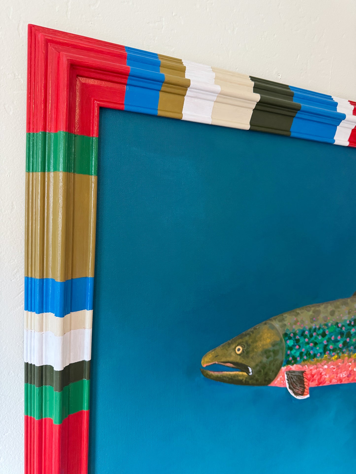 Original Painting - Dolly Varden Trout - An Ode to Alaska - Acrylic on Canvas in Hand-Painted Frame