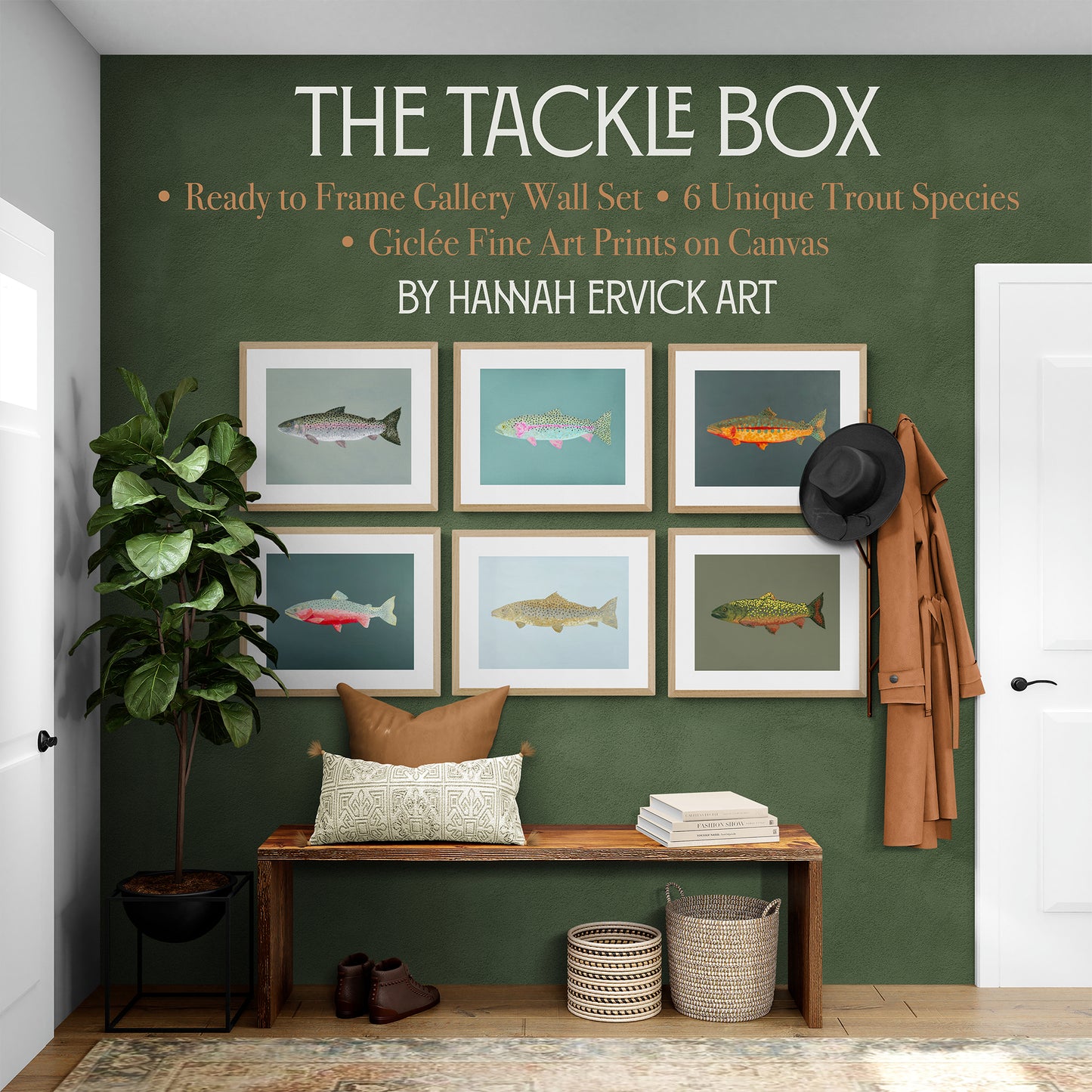 "The Tackle Box" Gallery Wall Set of 6 - Trout Fine Art Print Set